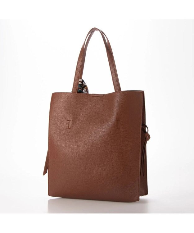 UNBILLION cachecache ビッグスカーフ付きサイド結びトート キャメル