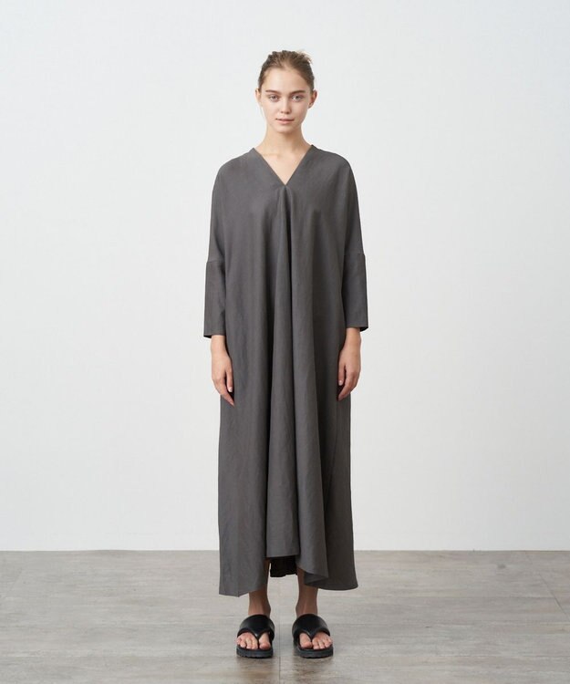 ATON LIGHT HEMP | ドレープドレス CHARCOAL GRAY