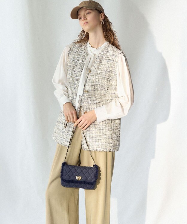 23区 S 【先行予約】ドレープツイル アシンメトリー ワイド パンツ ベージュ系