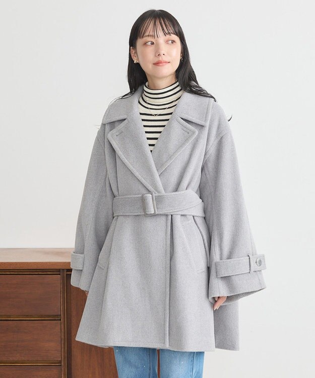 earth music&ecology ミドル丈コート Gray Mixture