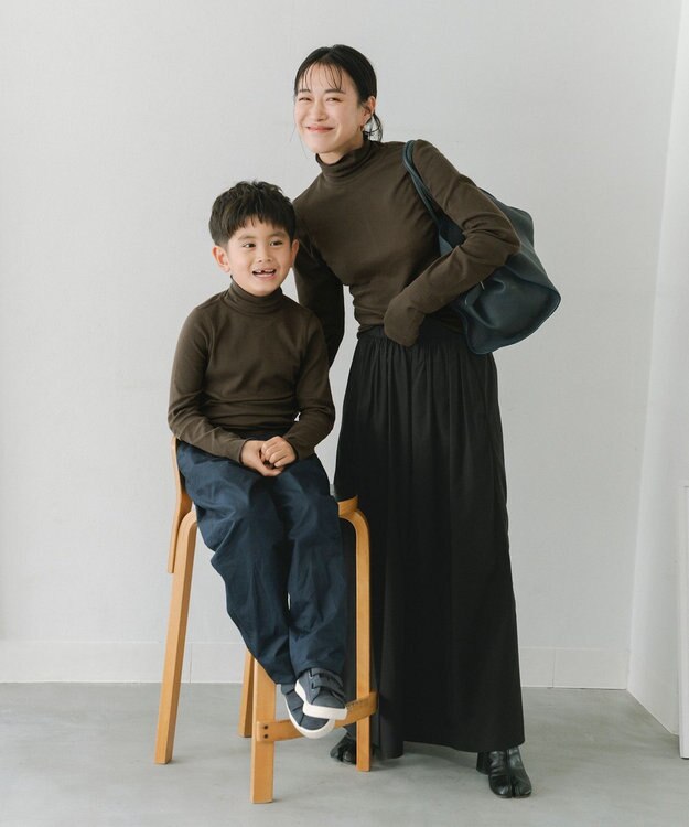 #Newans 【KIDS】【ANSWER for 男の子ママ】リラクシータートルネックカットソー カーキ系