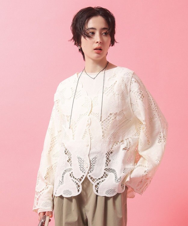 Green Parks レースカーディガン Ivory