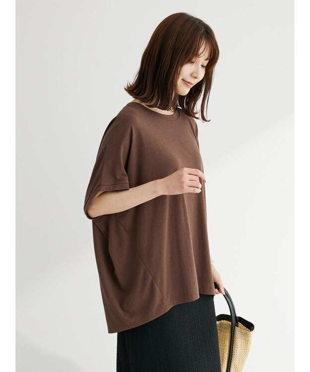 Green Parks 接触冷感半袖コクーンゆるプルオーバー Brown