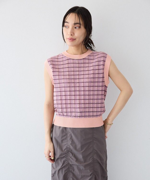 CRAFT STANDARD BOUTIQUE リンクスチェックニットベスト Purple