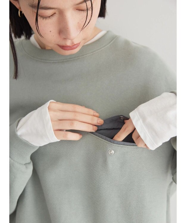 AMERICAN HOLIC ポケット付きバックドレープ裏毛プルオーバー Sax