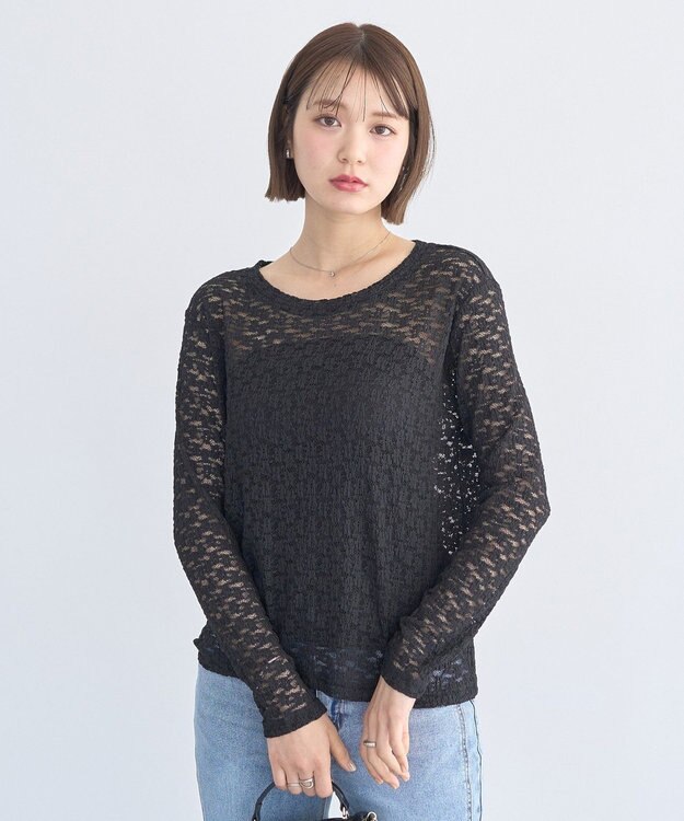 earth music&ecology SET2点カットレースプルオーバー＋ビスチェ Black