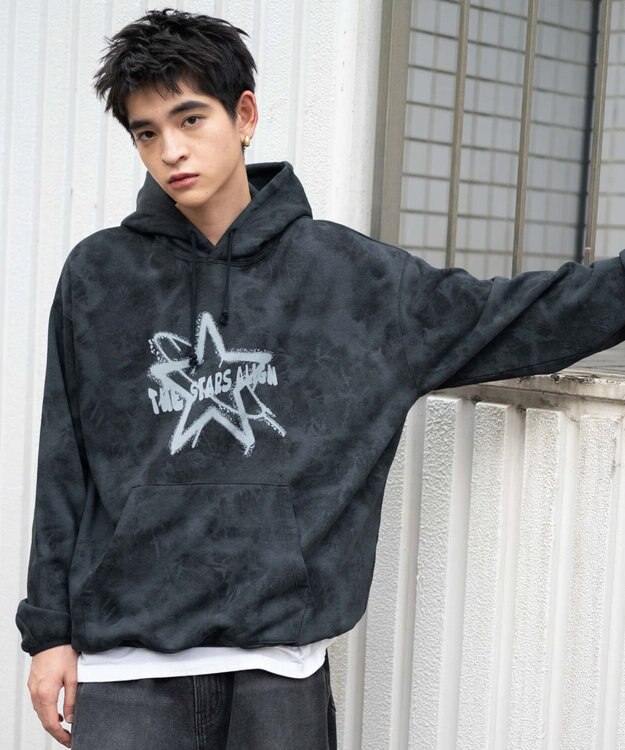 WEGO 【ユニセックス着用ITEM】スノーダイグラフィックビッグパーカー ブラック