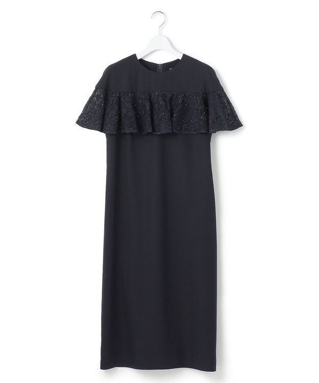 23区 【APPLAUDIR】スパンコールレース フリルコンビドレス ネイビー系