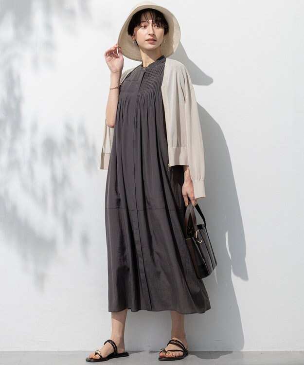 23区 L 【接触冷感/速乾性/洗える】エアリーブライトローン ワンピース ダークブラウン系