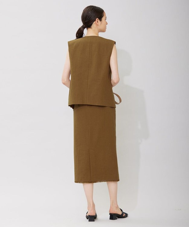 ICB コットンリネンキャンバス ジレ キャメル系