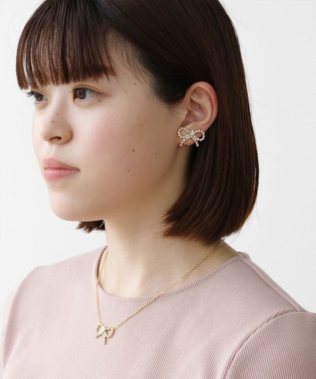 TOCCA GLITTER RIBBIN NECKLACE ネックレス ゴールド×クリア系