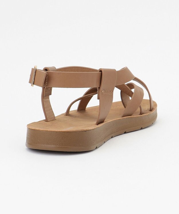 ANY クロスストラップフラットサンダル キャメル