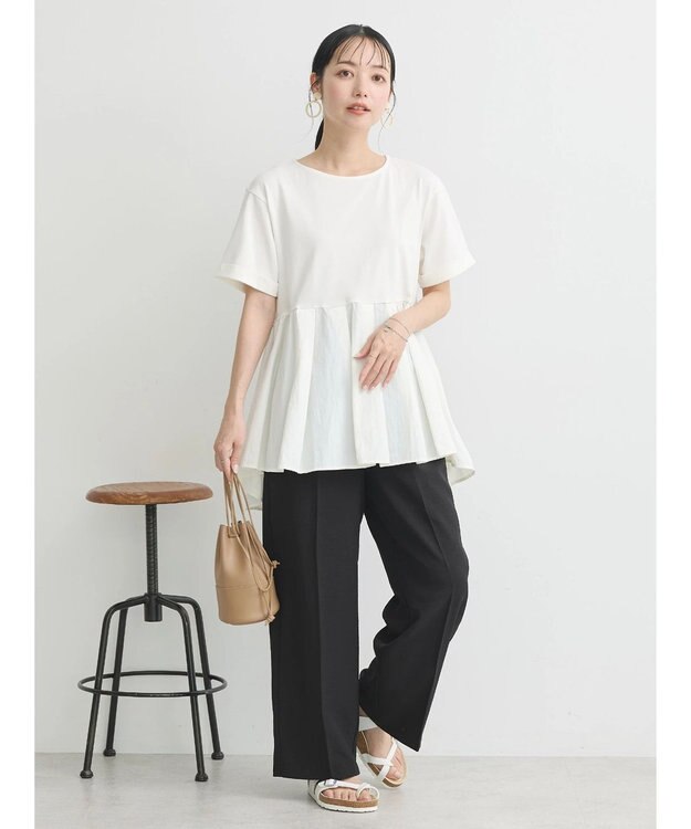 earth music&ecology 異素材チュニックカットソー Off White