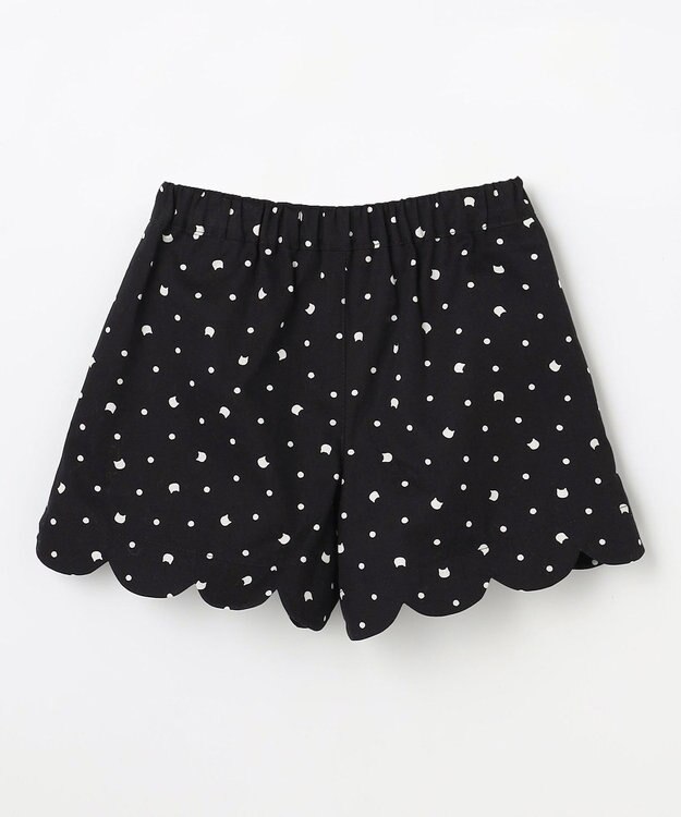 ANY KIDS 【洗濯機可能】スカラップショートパンツ ブラック（ネコ×ドット）
