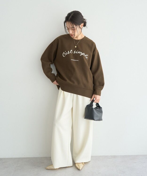 YECCA VECCA 起毛ロゴプルオーバー Brown