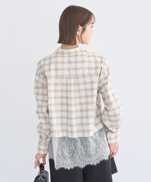 earth music&ecology 適ON レースヘムシャツ Off White