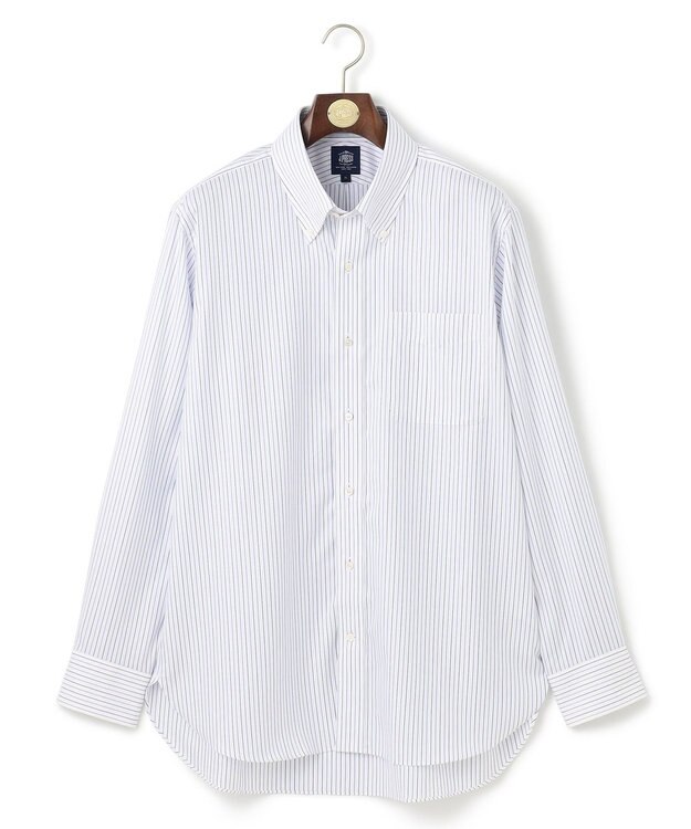 J.PRESS MEN 【KING SIZE】【PREMIUM PLEATS / 形態安定】スーピマコットンオルタネートストライプ  シャツ/B.D. サックスブルー系1