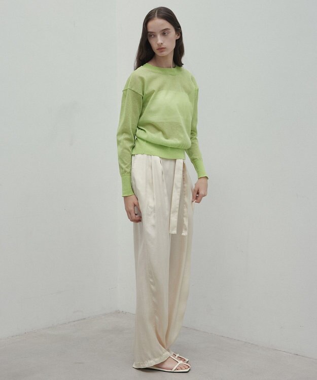 BEIGE， 【洗える・Oggi 7月号掲載】LUPINUS / 前後2WAYシアーニットカーディガン Lime