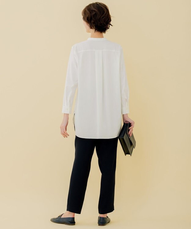 自由区 【XSサイズ~/洗える】ストレッチシャーティング ブザムシャツ ホワイト系1