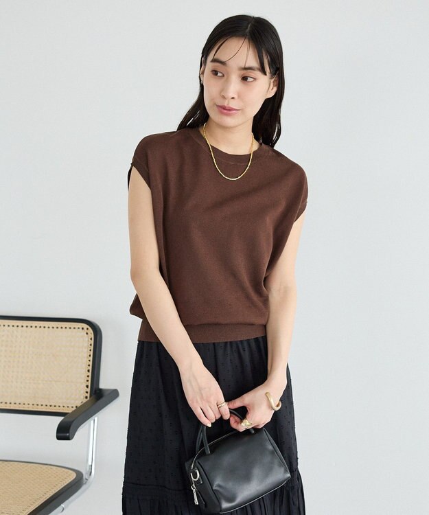 CRAFT STANDARD BOUTIQUE 【2点SET】ストール付きノースリーブニットプルオーバー Brown