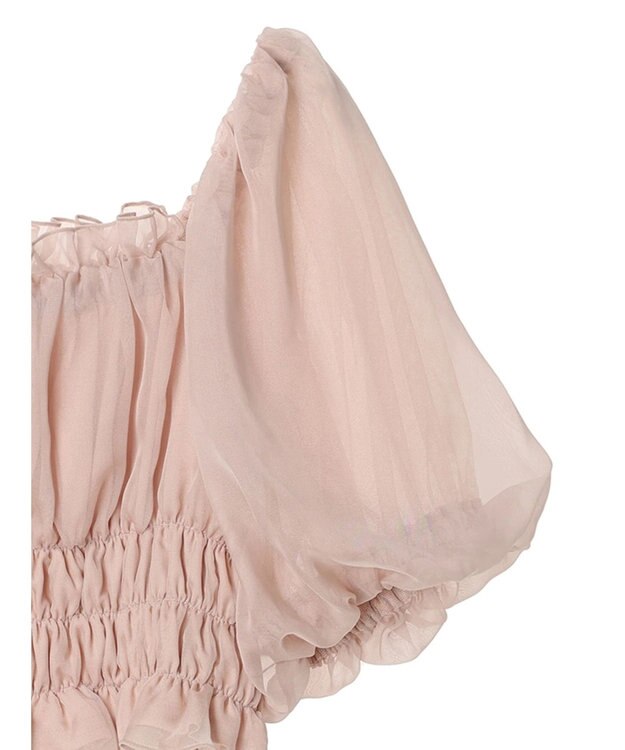 earth music&ecology パフスリーブシャーリングブラウス Pink Beige