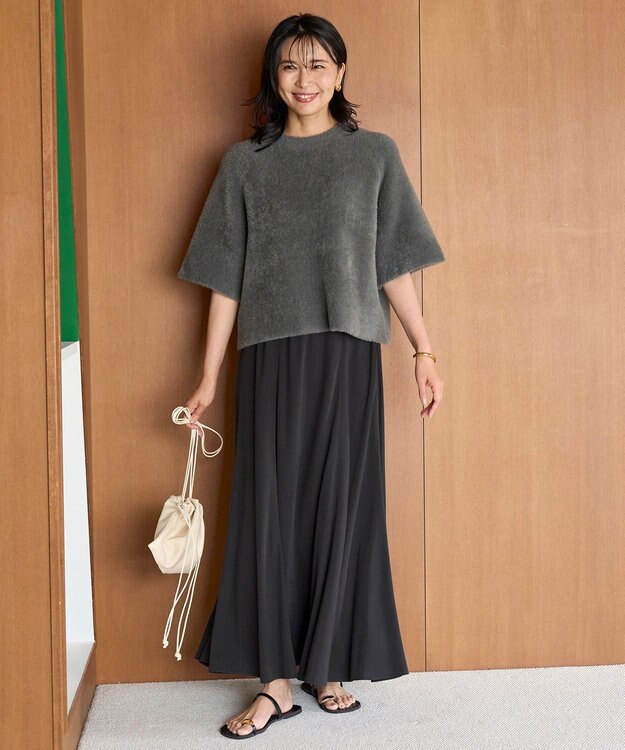 UNFILO L フィブリル ロングスカート チャコール