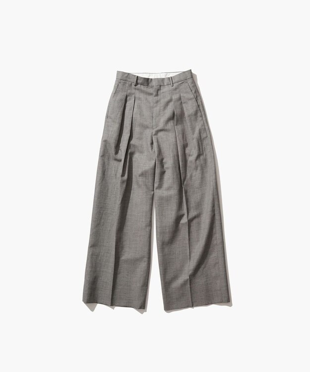 ATON WOOL LINEN SHARKSKIN | ワイドパンツ GRAY