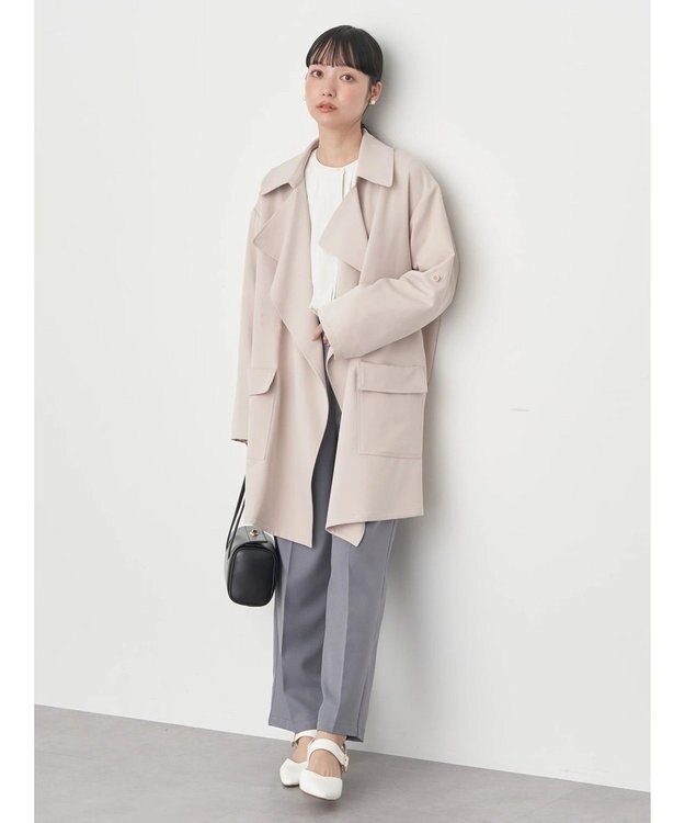 earth music&ecology ニュアンスビッグカラーコート Beige