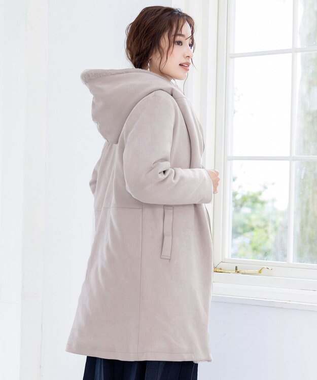 Tiaclasse スエードボンディグフード付きコート グレー