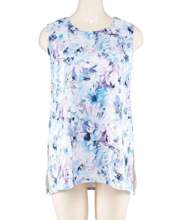 San-ai Resort（三愛水着楽園） 【水陸両用】　プリントカップ付きトップス　M・L　【Reir（レイール）】 ブルー