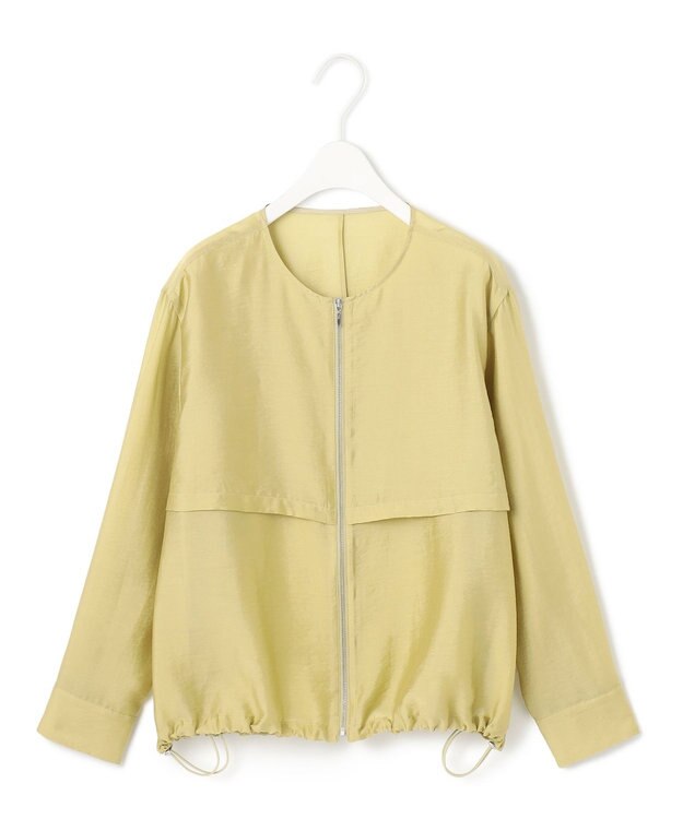 ICB 【接触冷感・速乾・洗える】 リヨセルナイロンワッシャー ノーカラーブルゾン クリームカーキ系