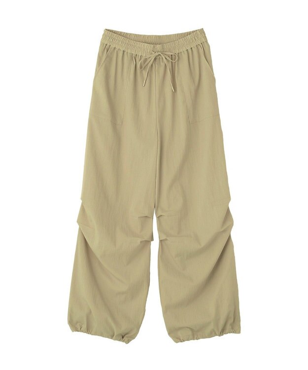 Green Parks 表面感サテンタックパンツ Khaki