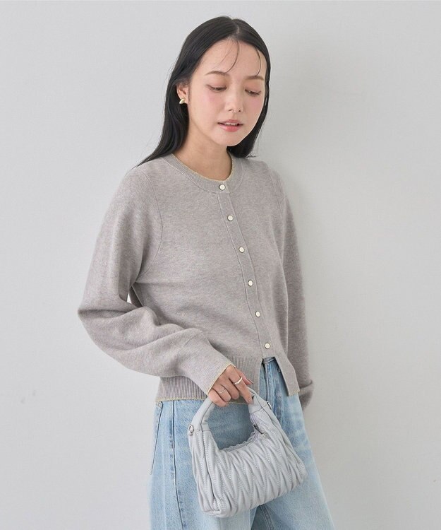 earth music&ecology ラメジャカードカーディガン Light Gray