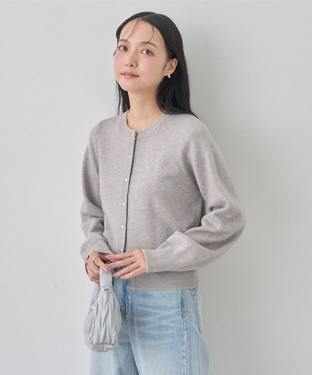 earth music&ecology ラメジャカードカーディガン Light Gray