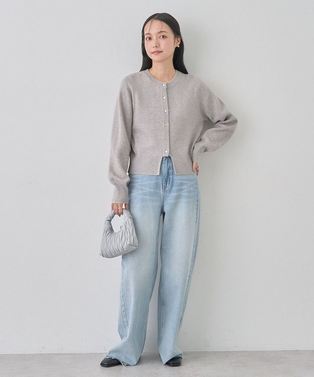 earth music&ecology ラメジャカードカーディガン Light Gray