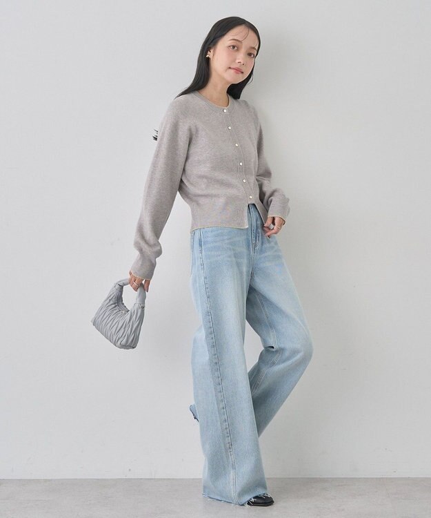 earth music&ecology ラメジャカードカーディガン Light Gray