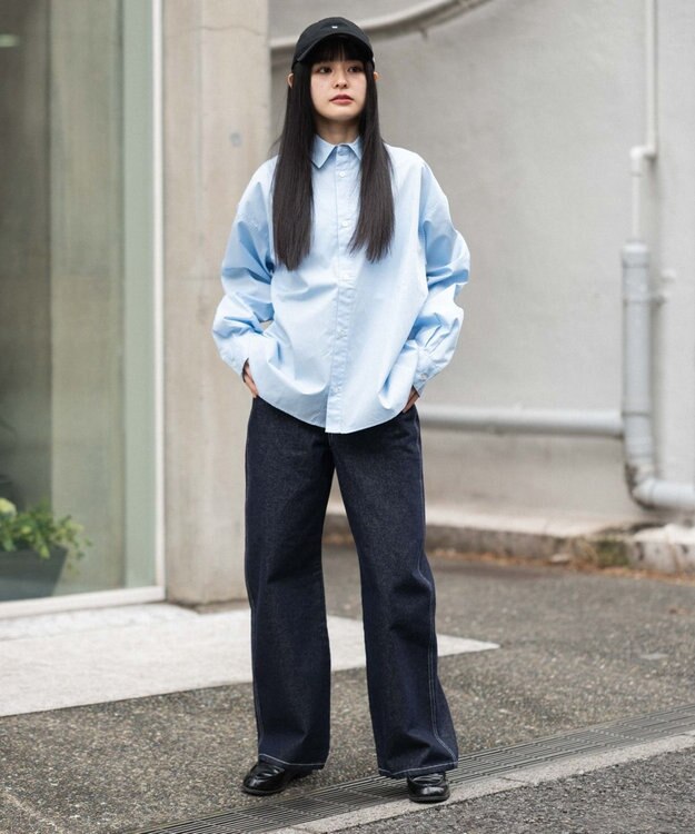 WEGO 【ユニセックス着用ITEM/MLサイズ展開】クロップドブロードシャツ サックス