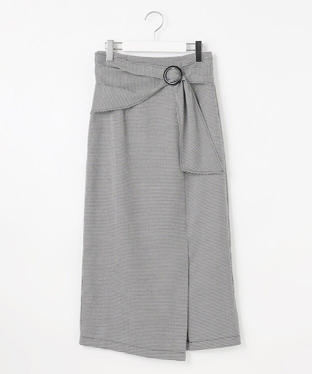 Feroux 【洗える】バックルデザイン タイトスカート ブラック系1