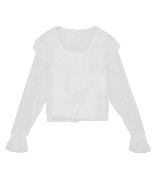 earth music&ecology ＳＥＴ２点ラッフルレースブラウス＋キャミソール Off White