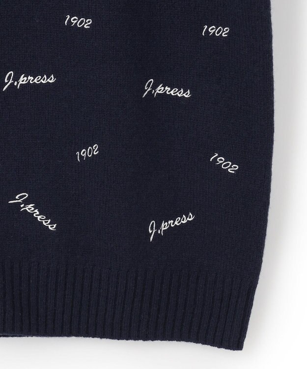 J.PRESS MEN エンブロイダリー クルーネックニット ネイビー系