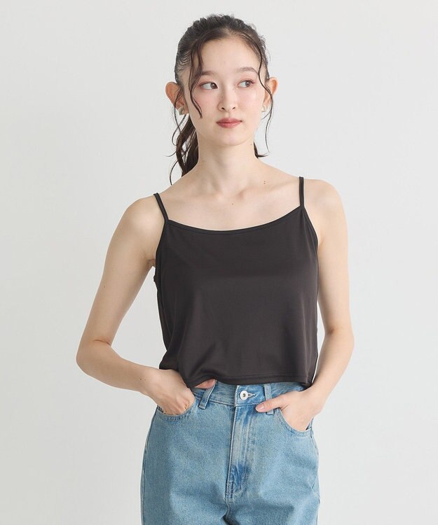 earth music&ecology ＳＥＴ２点ラッフルレースブラウス＋キャミソール Black