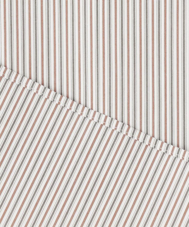 J.PRESS LADIES 【洗える】BEZ C/Ny ドビーストライプ フリルネック ブラウス グレー系1