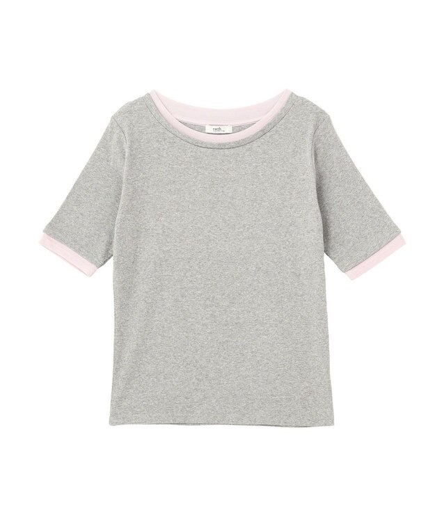 earth music&ecology レイヤードライクバイカラープルオーバー Gray