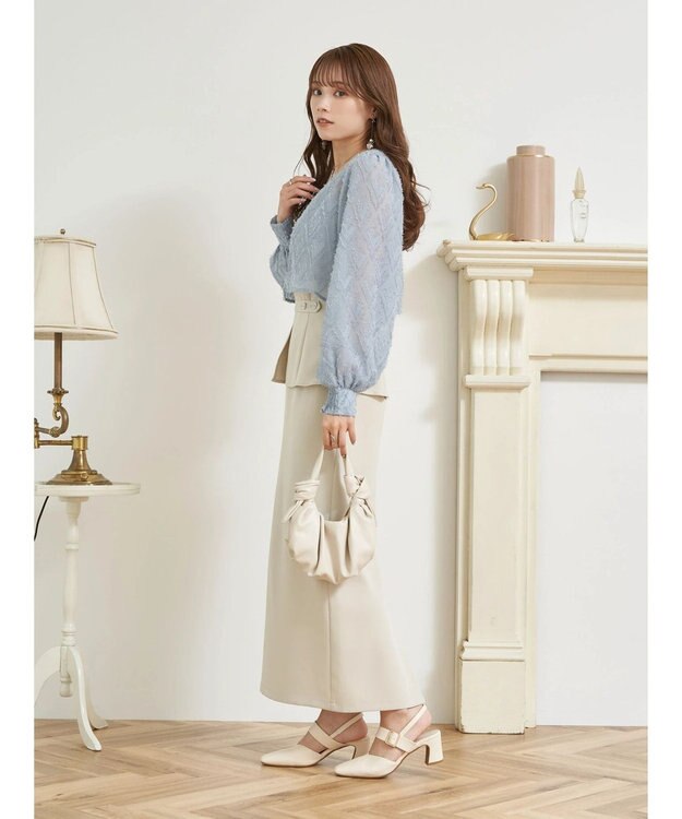 earth music&ecology ＳＥＴ２点カットジャカードカーディガン＋ビスチェ Sax