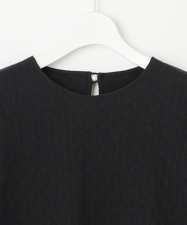 UNFILO 【洗える/シワになりにくい】フクレジャガードブラウス ブラック