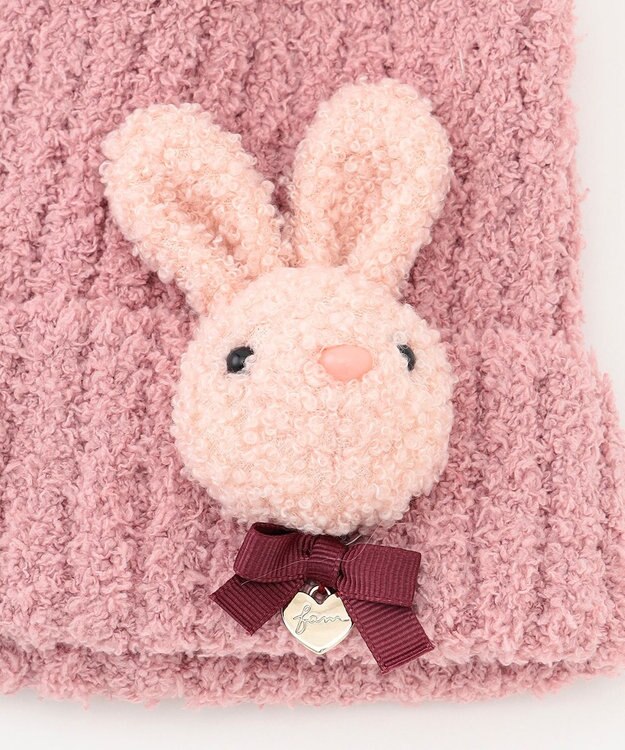 ANY KIDS 立体 アニマル ニット キャップ ピンク×ウサギ