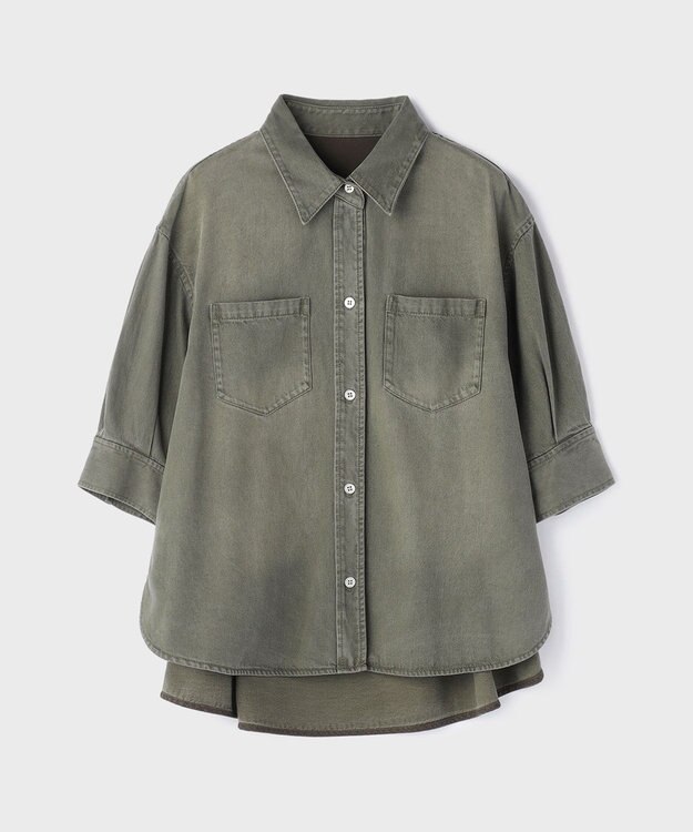 GRACE CONTINENTAL ツイルハーフスリーブシャツ カーキ