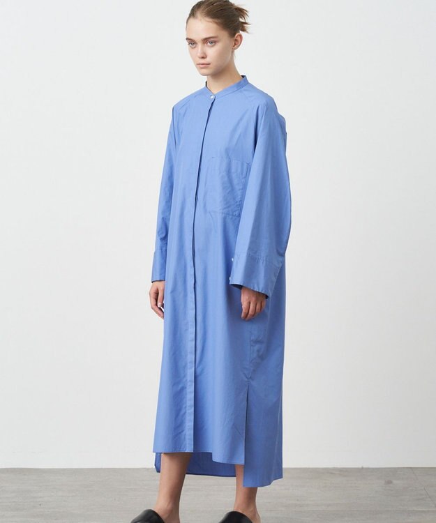 ATON SUVIN BROAD | バンドカラードレス SAX