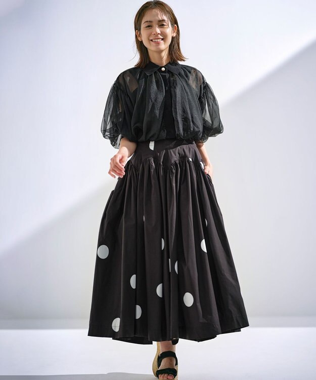組曲 【組曲×setsuko sagittaire】カーヴィフレアスカート ブラック×ドット系5