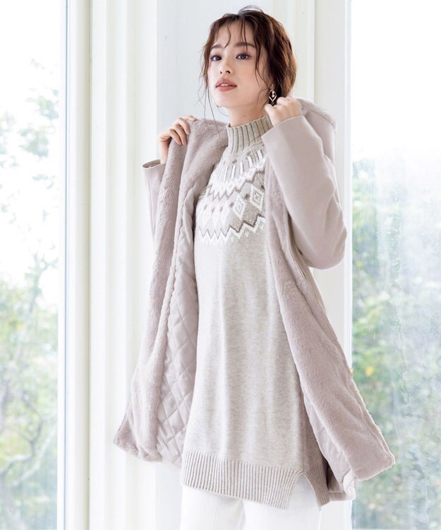 Tiaclasse スエードボンディグフード付きコート ピンク